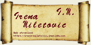 Irena Miletović vizit kartica